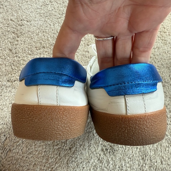 Saint Laurent White and Royal Blue Leather Sneakers 💙 size 38 worn once - Picture 6 of 6